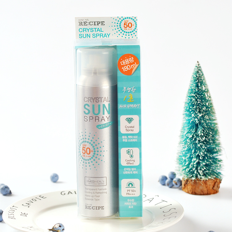 哈尔滨购物网韩国RECIPE水晶防晒喷雾180ml 透明喷雾SPF50+ 保湿防晒 总代理批发