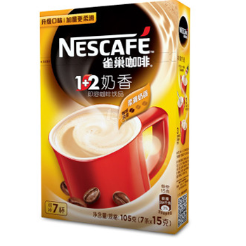 哈尔滨购物网雀巢咖啡1+2奶香即溶105g 7条×15g总代理批发